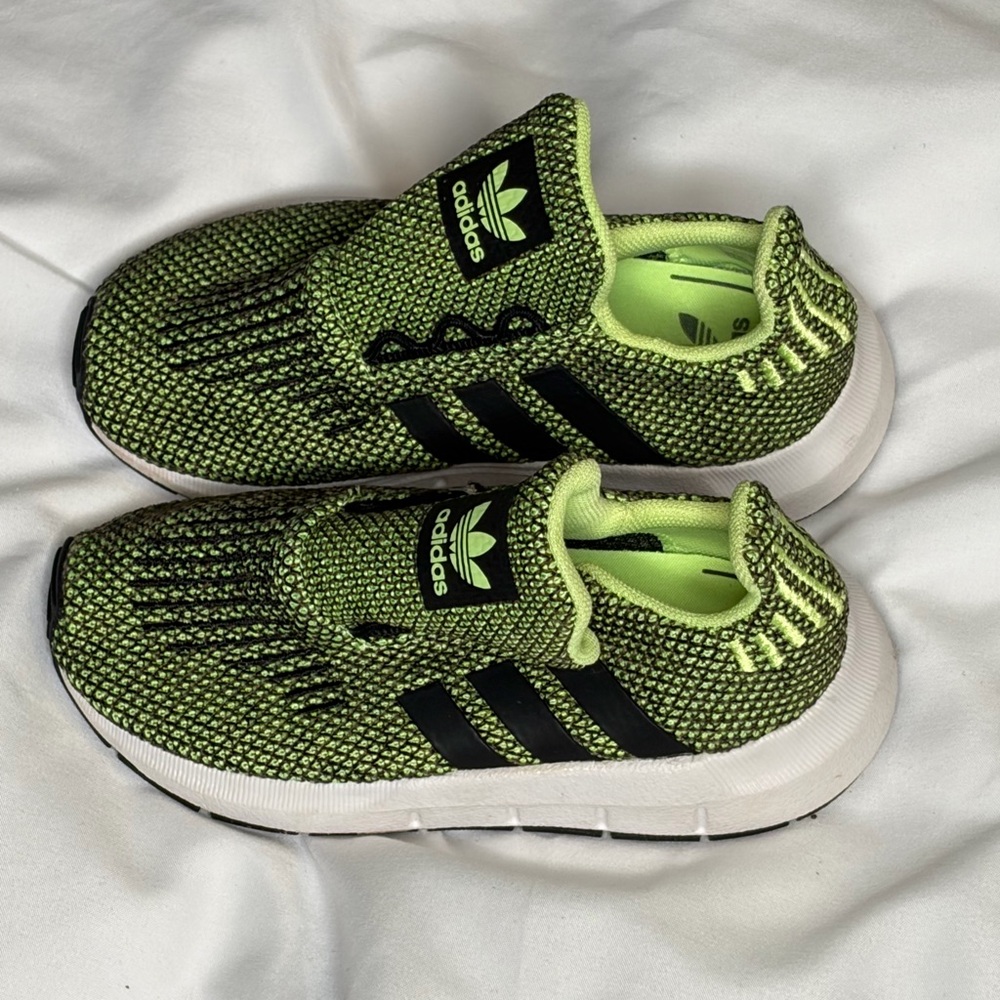 Adidas Kids Neon Green and Black Sneakers